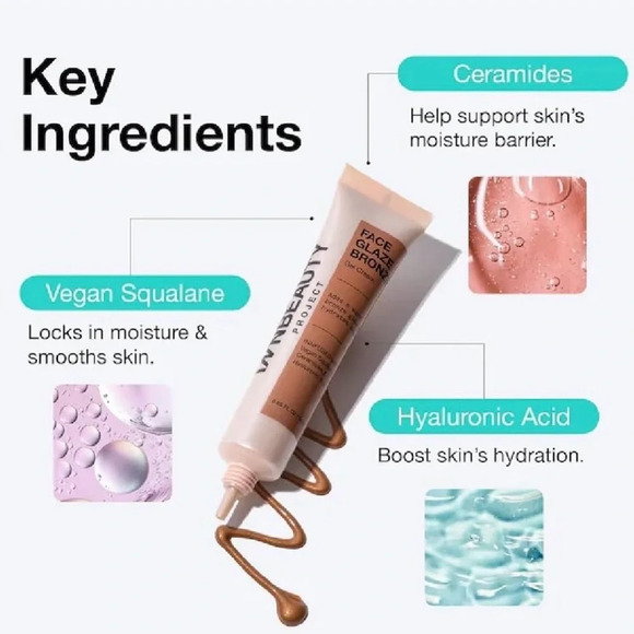 NWB Bronze Face Glaze Gel Cream with Squalane, Ceramides & Hyaluronic Acid - Picture 2 of 5